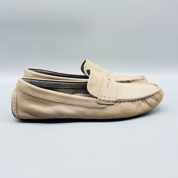 Cole Haan Shoes Womens 8.5 Beige Leather Penny Loafer Driving Moccasins Comfort - Picture 1 of 9